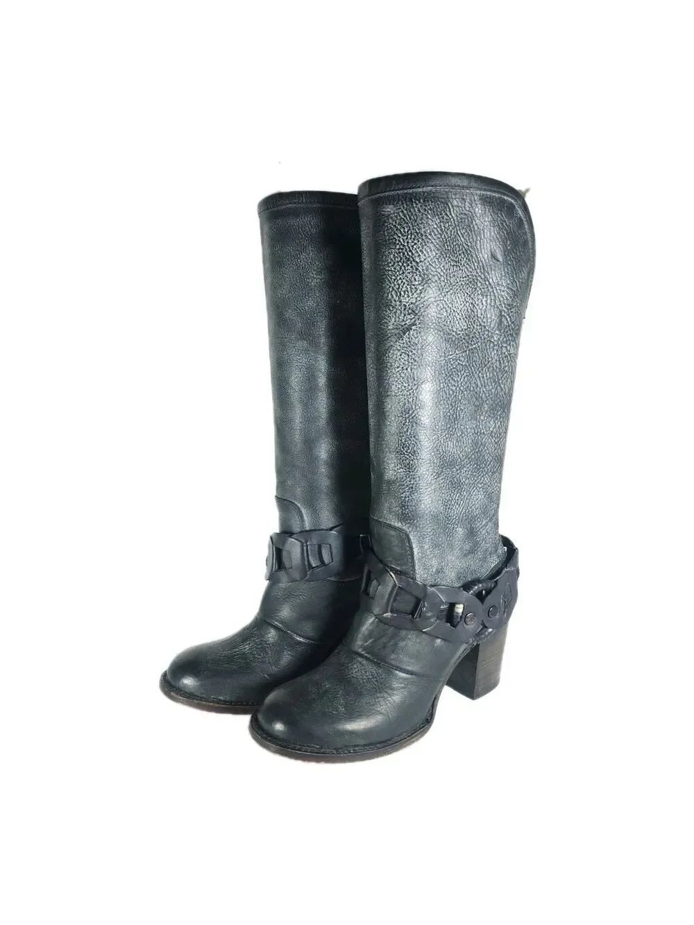 Freebird by Steven Beaut Women's US7 Leather Distressed Gray Tall Riding Boots